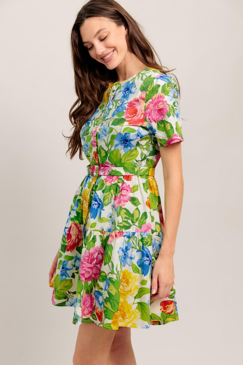 SUNSHINE IN FULL BLOOM WOVEN MINI DRESS Flying Tomato
