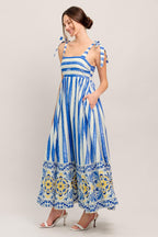 BLUE HORIZON BEAUTY WOVEN MIDI DRESS Flying Tomato