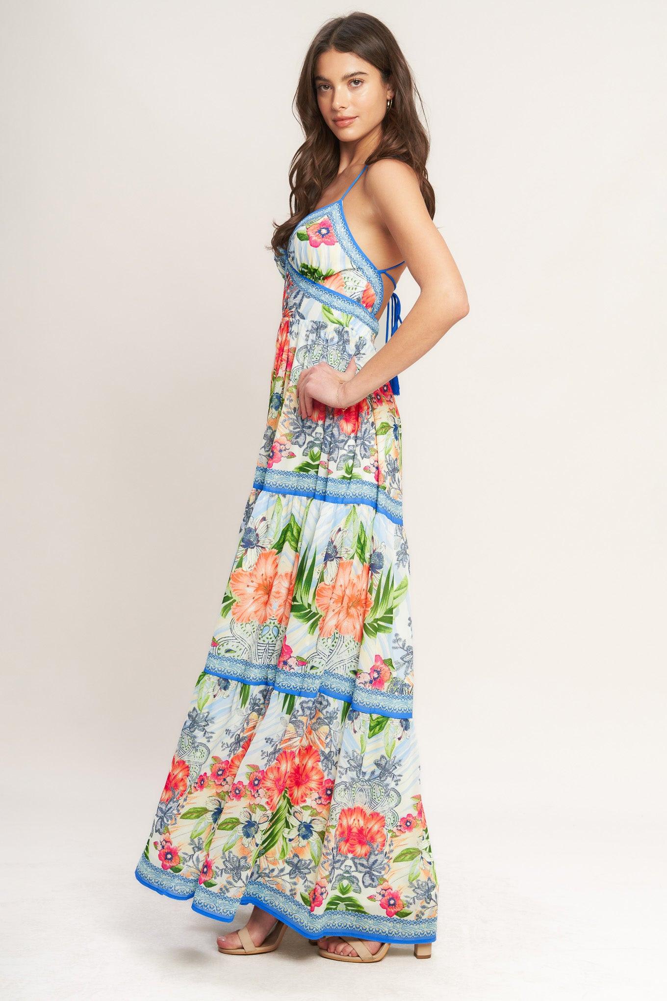 FRESH BOTANICAL SCALE WOVEN MAXI DRESS Flying Tomato