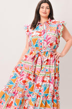 RIVIERA MOSAIC WOVEN MIDI DRESS Flying Tomato