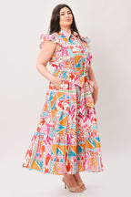 RIVIERA MOSAIC WOVEN MIDI DRESS Flying Tomato