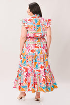 RIVIERA MOSAIC WOVEN MIDI DRESS Flying Tomato