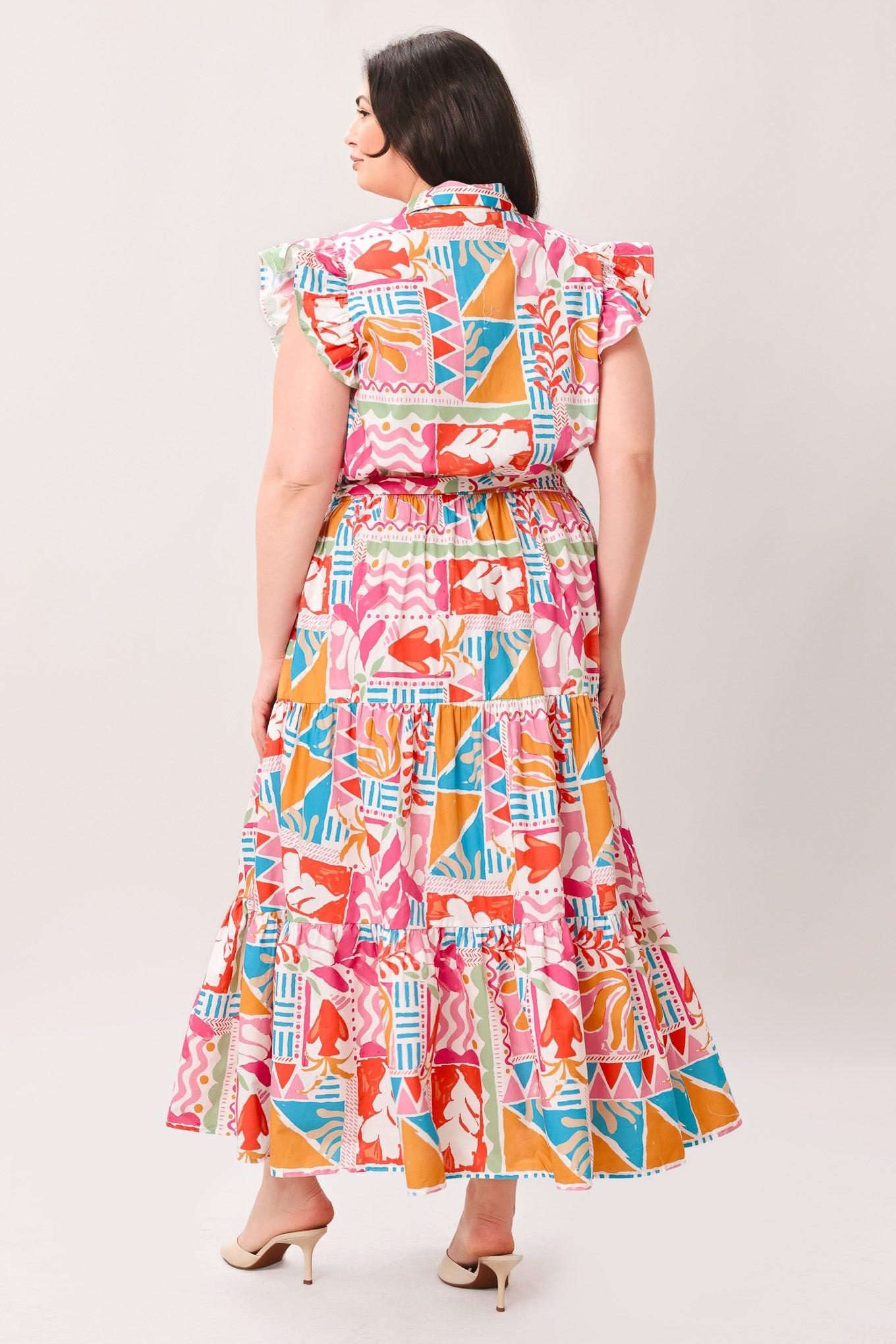 RIVIERA MOSAIC WOVEN MIDI DRESS Flying Tomato