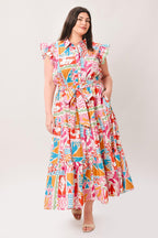RIVIERA MOSAIC WOVEN MIDI DRESS Flying Tomato