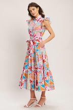 RIVIERA MOSAIC WOVEN MIDI DRESS Flying Tomato