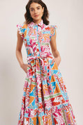 RIVIERA MOSAIC WOVEN MIDI DRESS Flying Tomato