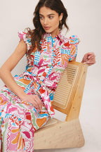 RIVIERA MOSAIC WOVEN MIDI DRESS Flying Tomato