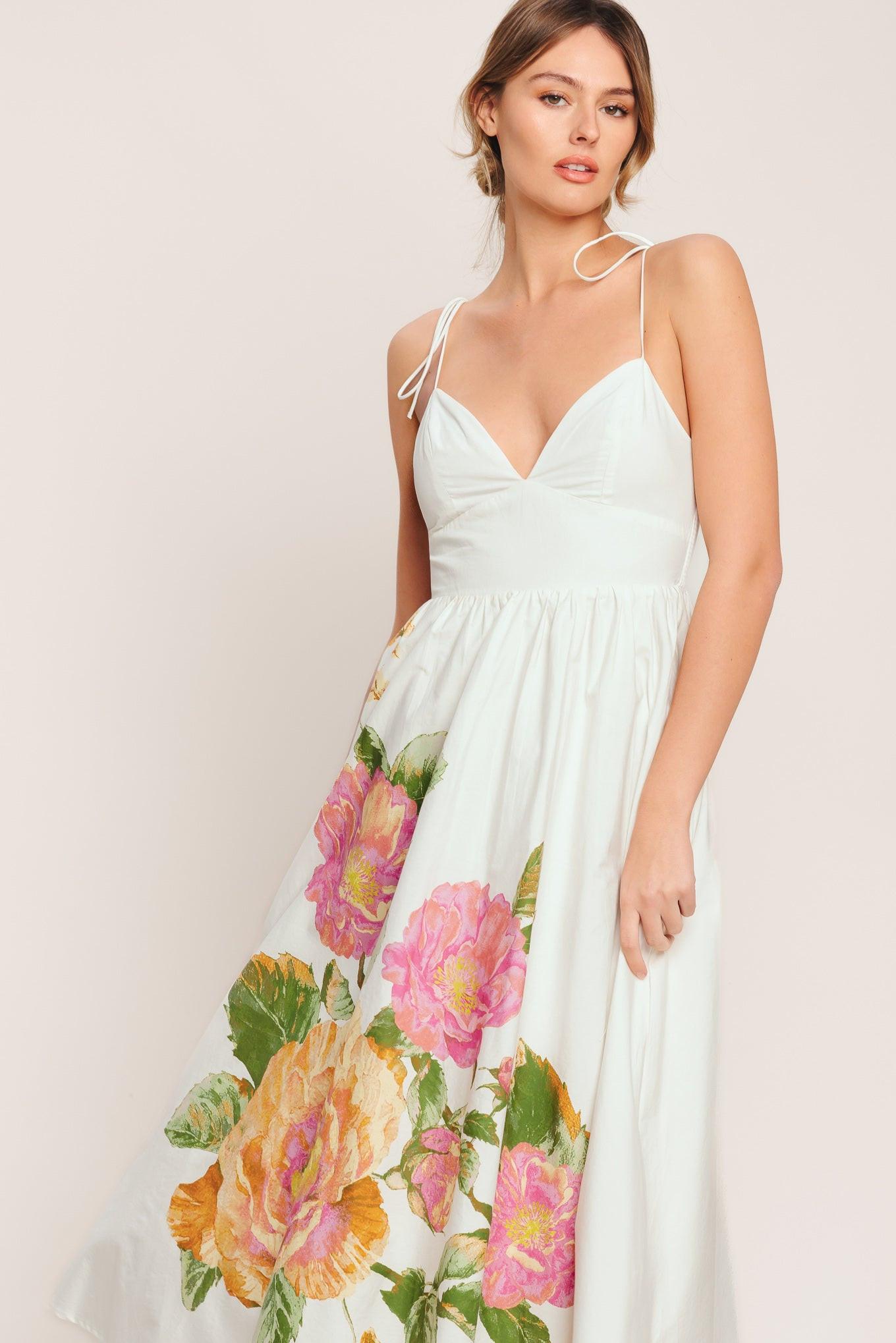 POETIC BLOOM WOVEN MIDI DRESS Flying Tomato