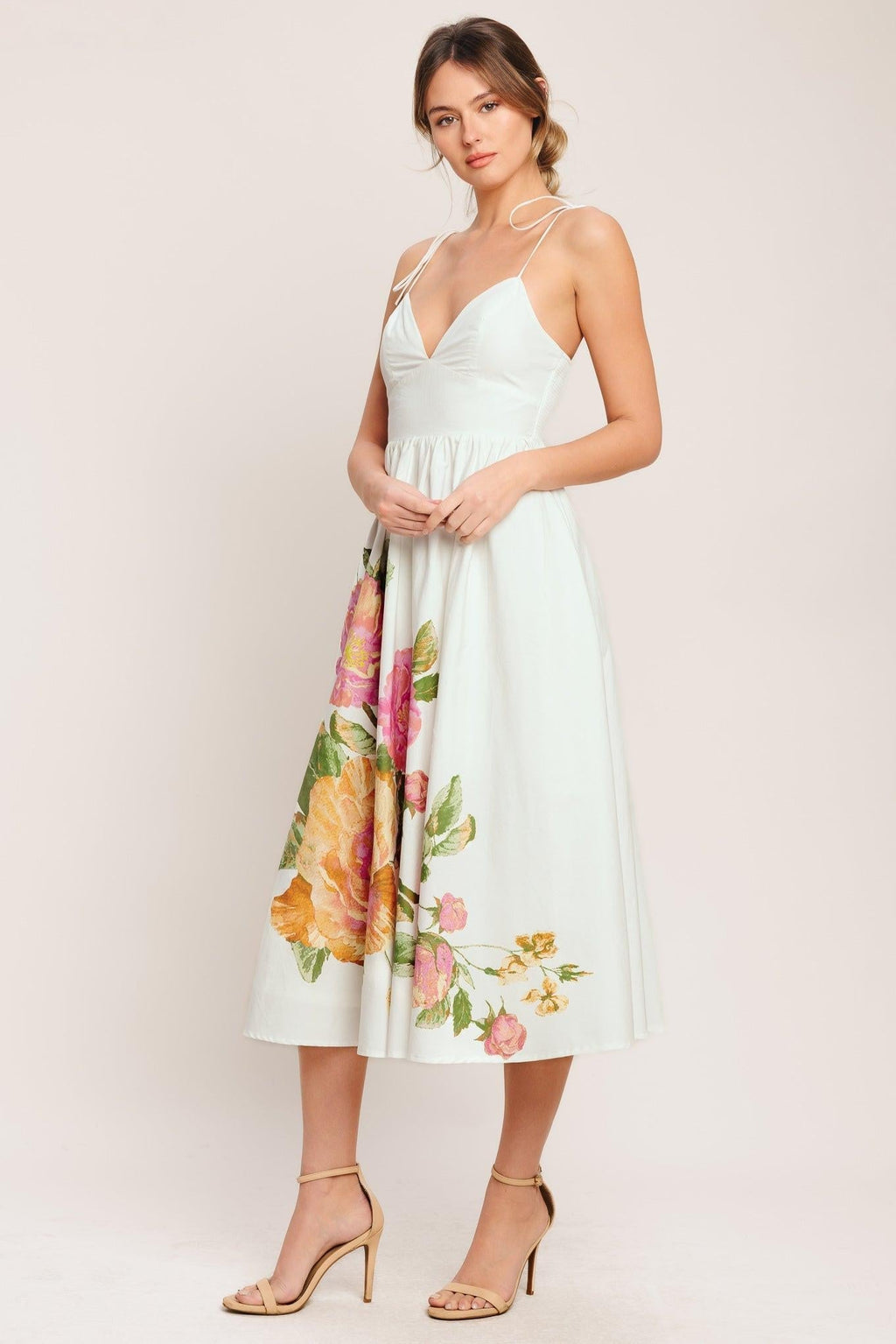 POETIC BLOOM WOVEN MIDI DRESS Flying Tomato