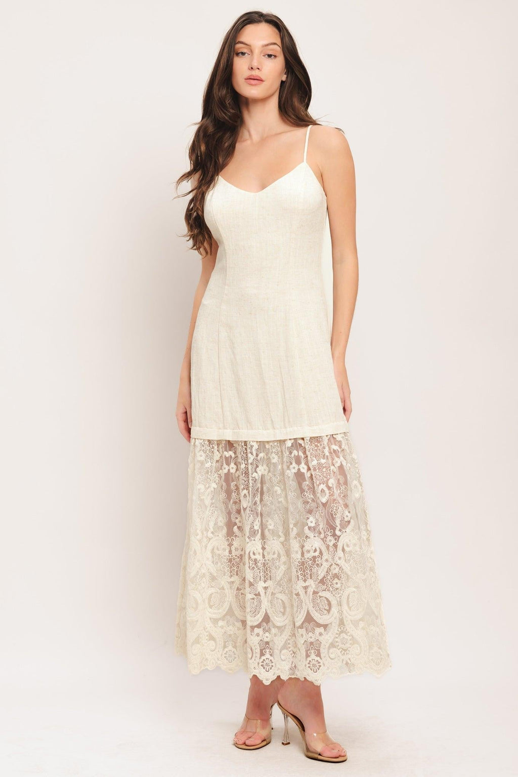 MILK PETAL WOVEN LACE MIDI DRESS Flying Tomato