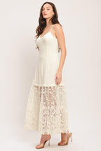 MILK PETAL WOVEN LACE MIDI DRESS Flying Tomato