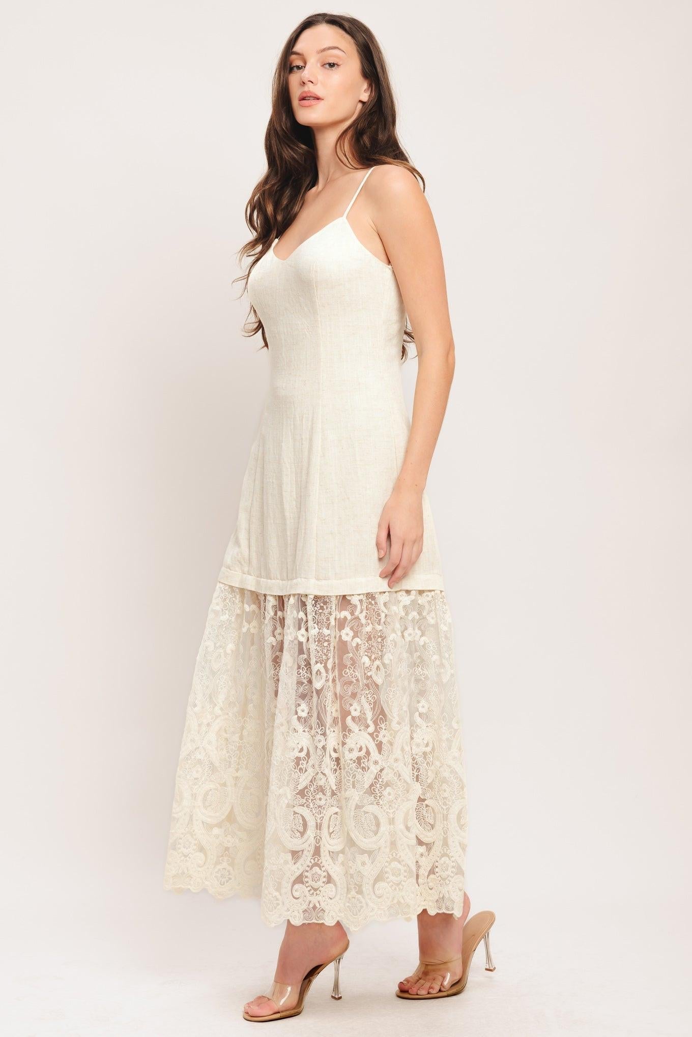 MILK PETAL WOVEN LACE MIDI DRESS Flying Tomato