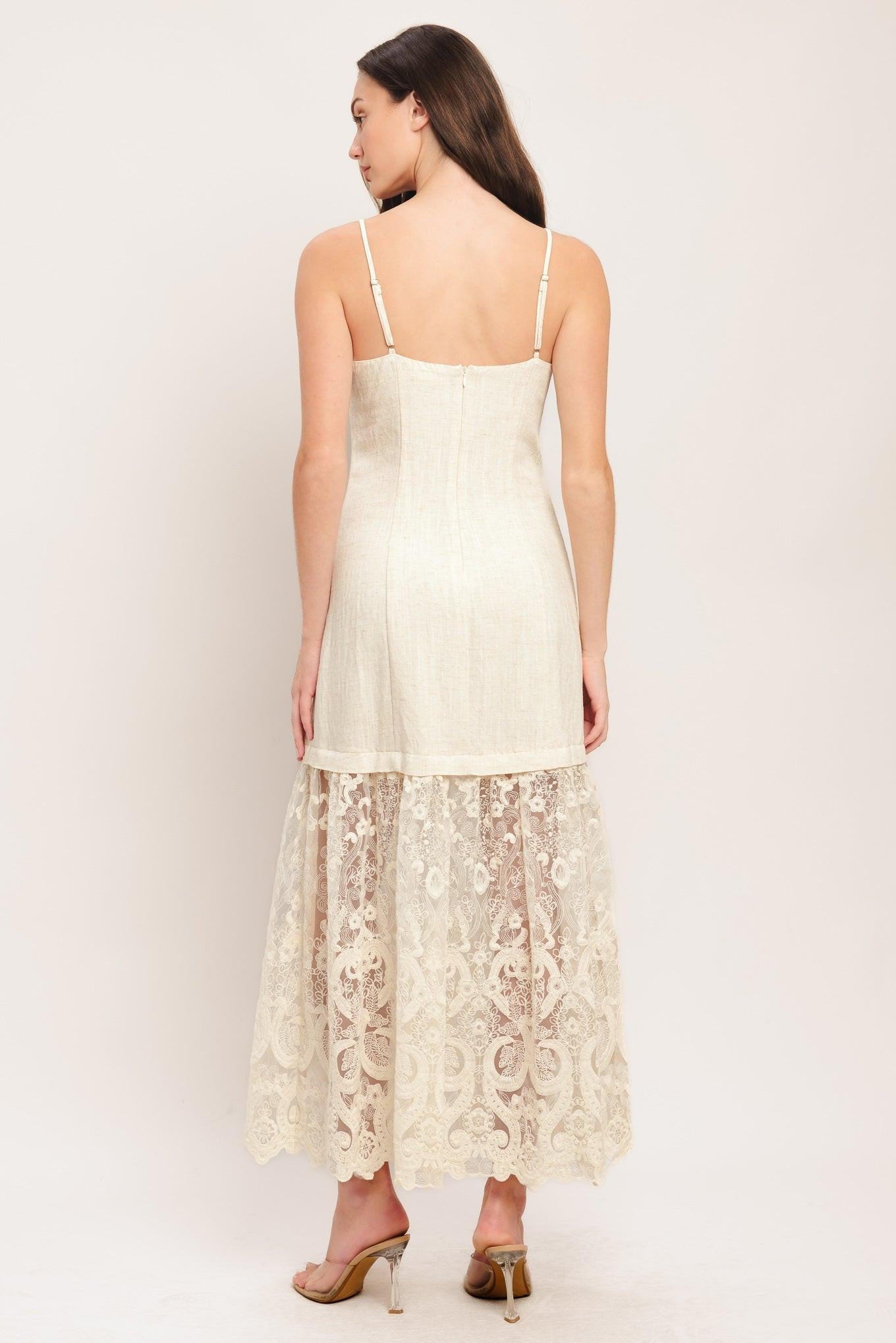 MILK PETAL WOVEN LACE MIDI DRESS Flying Tomato