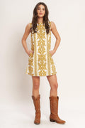 CITY GIRL WITH EDGE WOVEN MINI SHIFT DRESS Flying Tomato