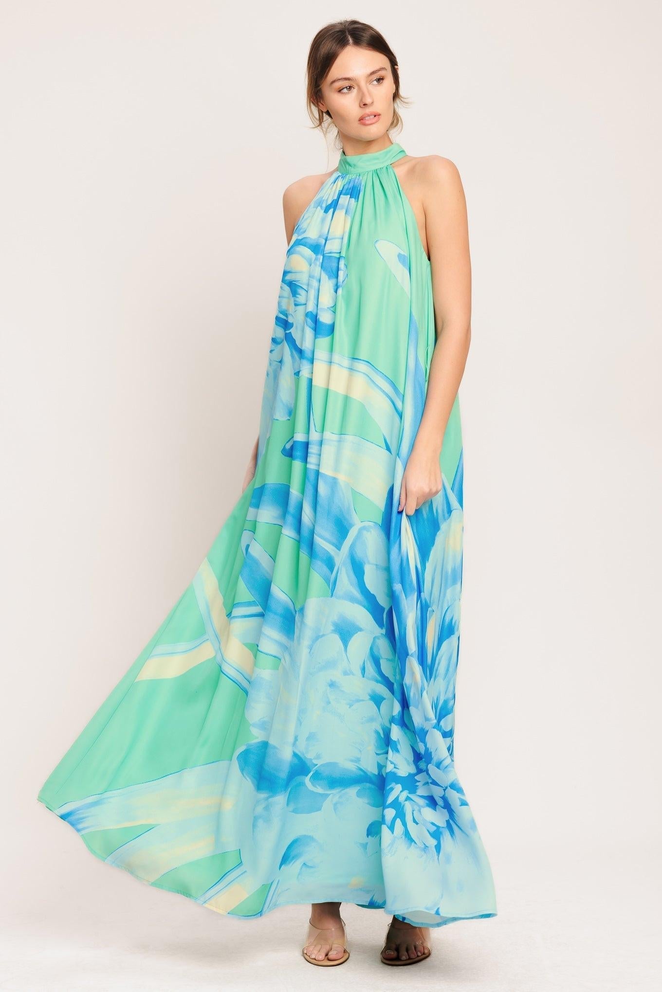 BLUE HORIZON WOVEN MAXI DRESS Flying Tomato