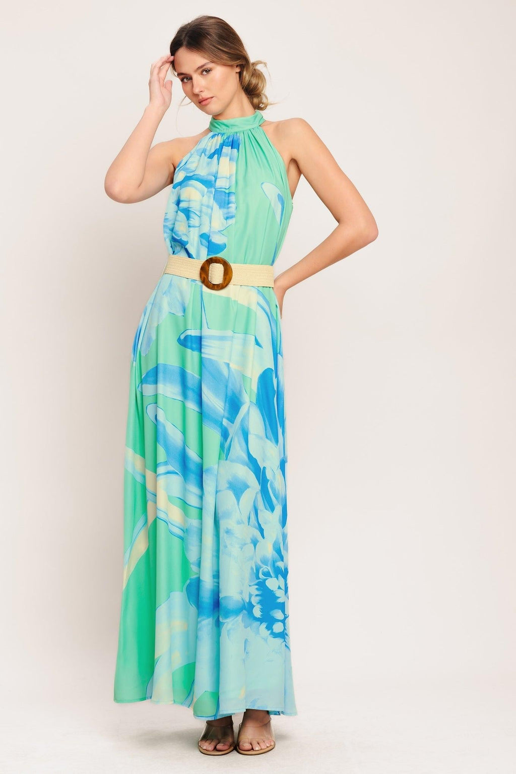 BLUE HORIZON WOVEN MAXI DRESS Flying Tomato