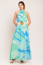 BLUE HORIZON WOVEN MAXI DRESS Flying Tomato