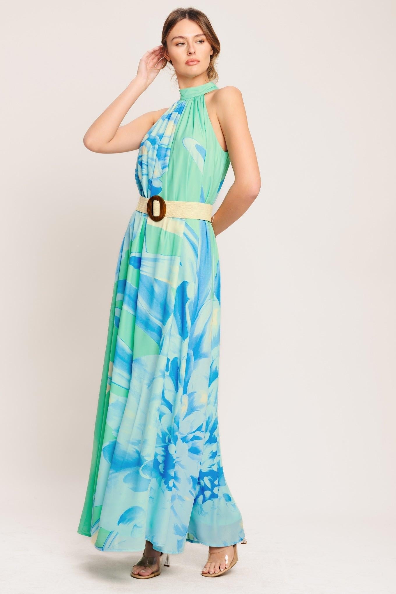 BLUE HORIZON WOVEN MAXI DRESS Flying Tomato