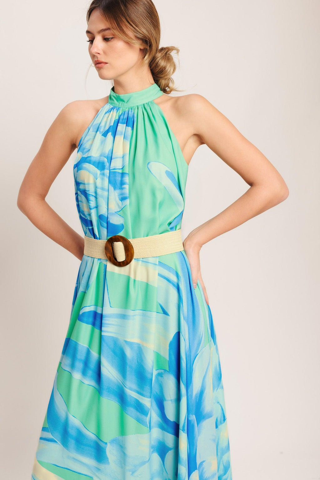 BLUE HORIZON WOVEN MAXI DRESS Flying Tomato