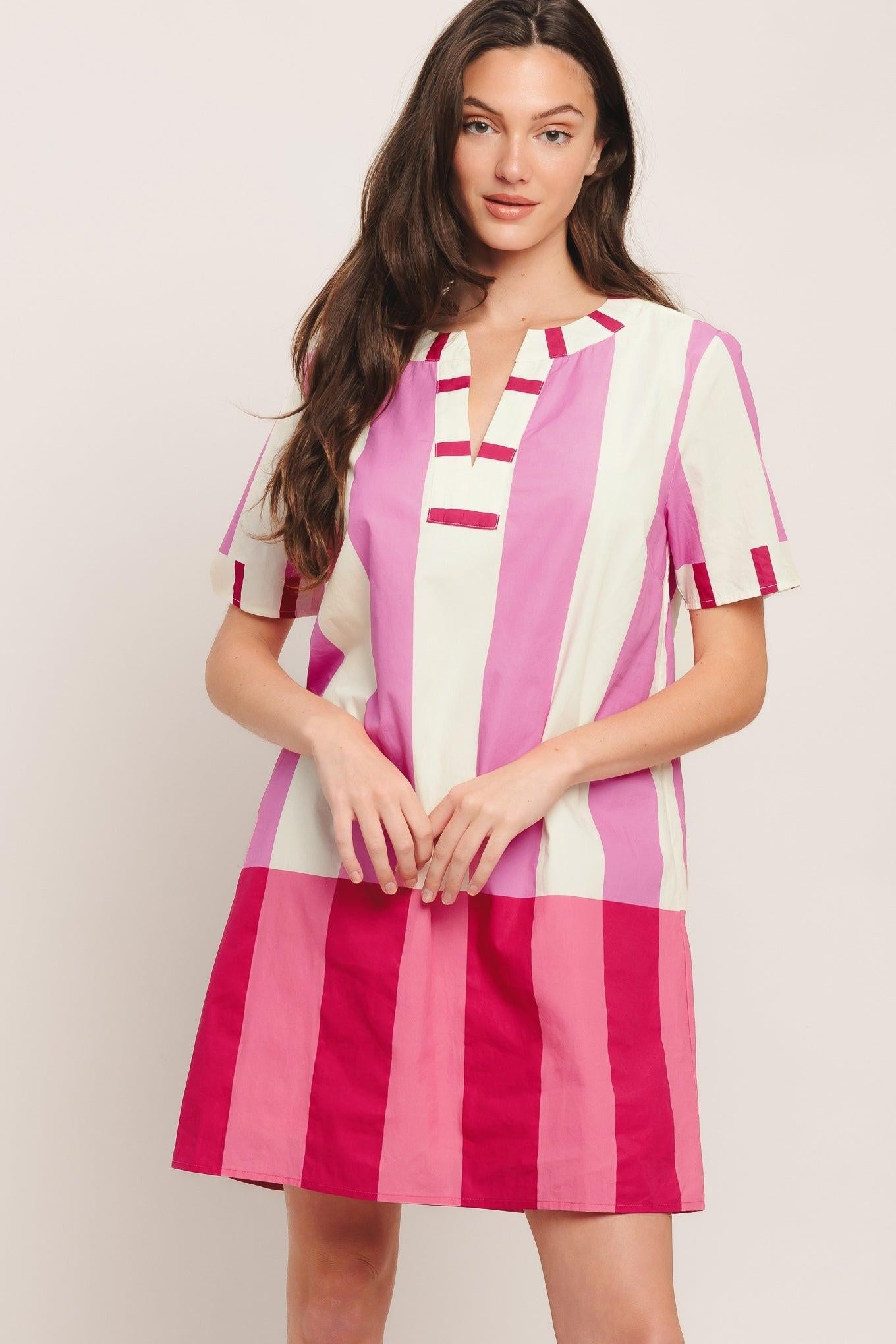 FRESH PINK WOVEN MINI DRESS Flying Tomato