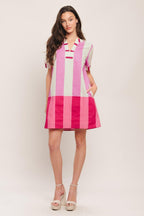 FRESH PINK WOVEN MINI DRESS Flying Tomato