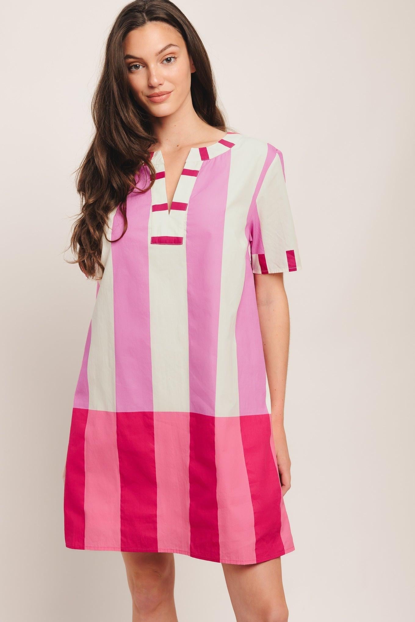 FRESH PINK WOVEN MINI DRESS Flying Tomato