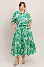 SIMPLY IN BLOOM WOVEN MIDI SHIRT DRESS Flying Tomato