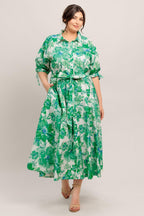 SIMPLY IN BLOOM WOVEN MIDI SHIRT DRESS Flying Tomato
