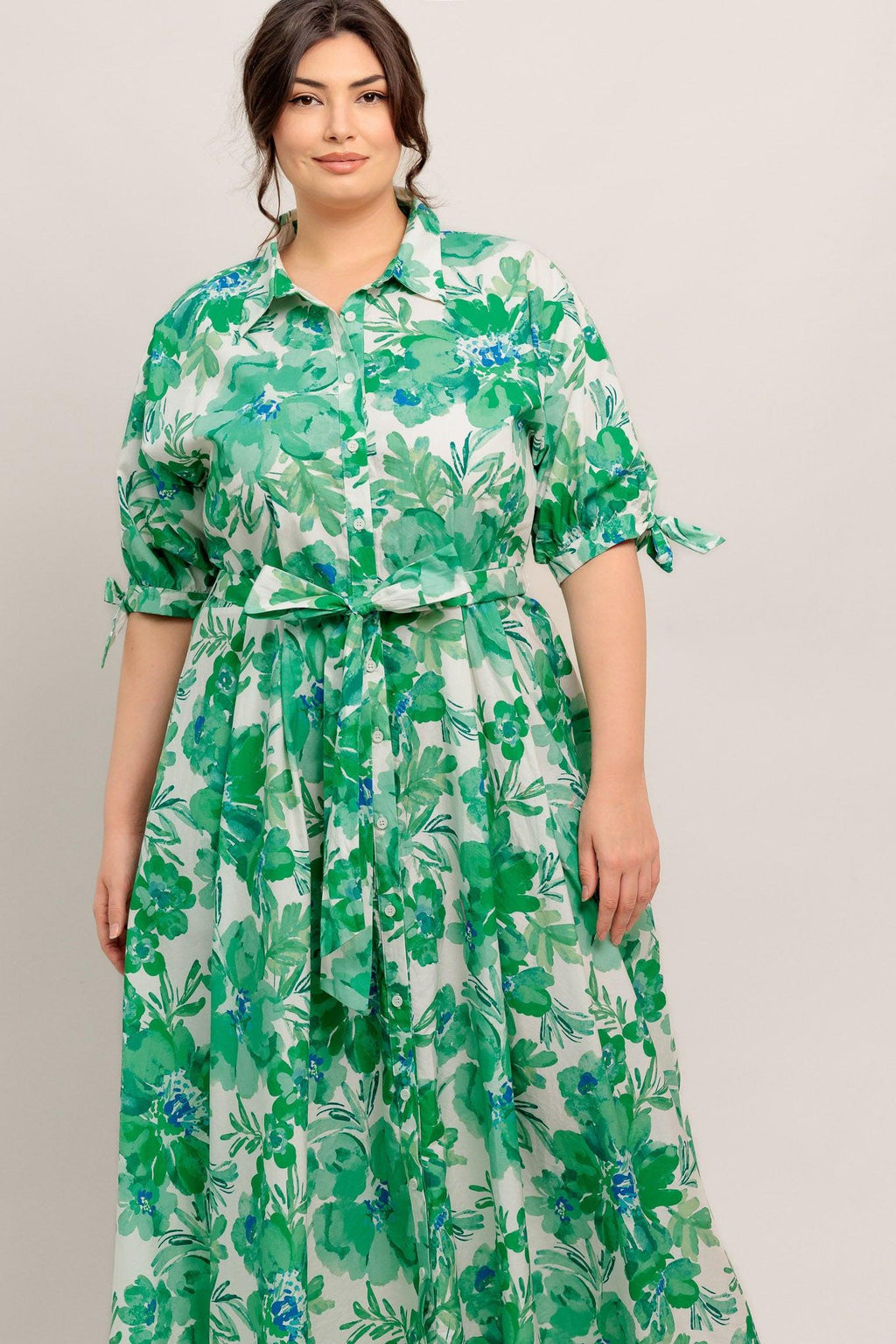 SIMPLY IN BLOOM WOVEN MIDI SHIRT DRESS Flying Tomato