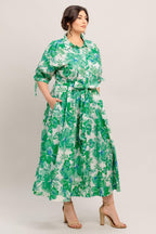 SIMPLY IN BLOOM WOVEN MIDI SHIRT DRESS Flying Tomato