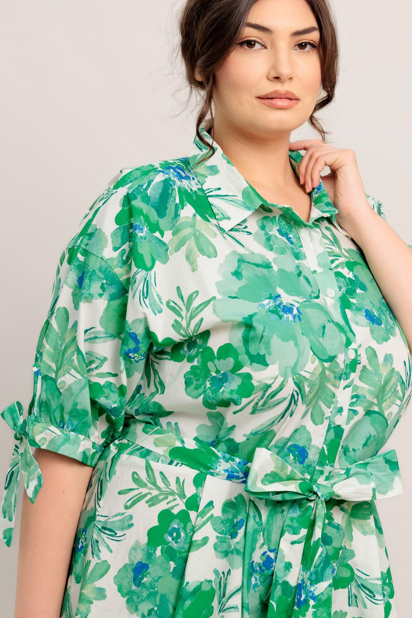 SIMPLY IN BLOOM WOVEN MIDI SHIRT DRESS Flying Tomato