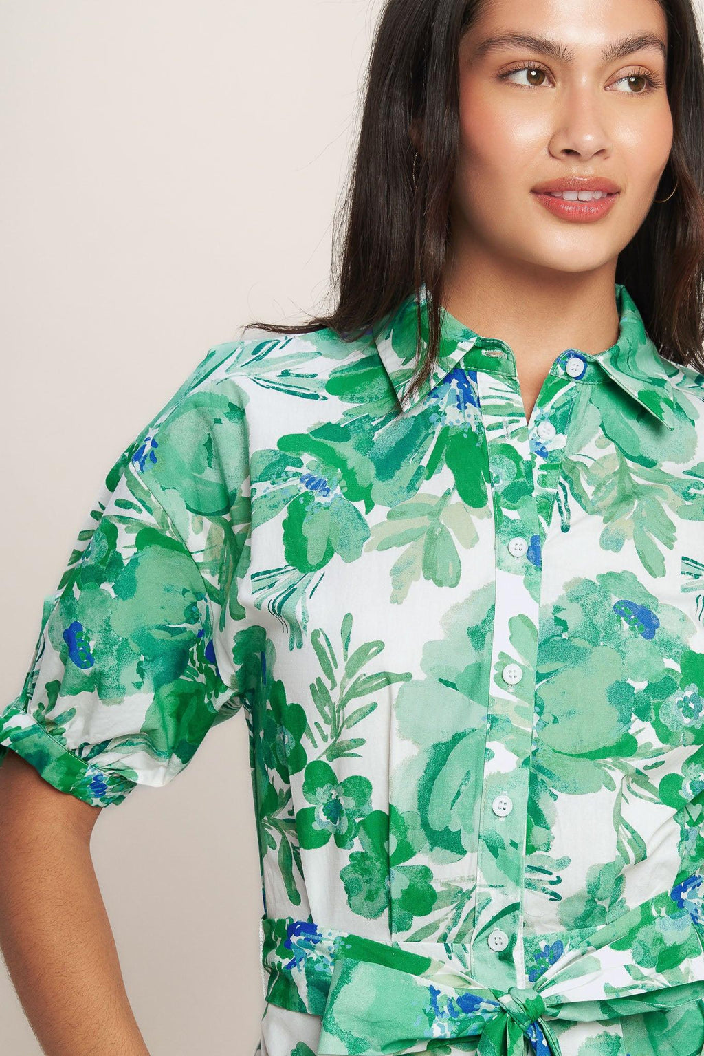 SIMPLY IN BLOOM WOVEN MIDI SHIRT DRESS Flying Tomato