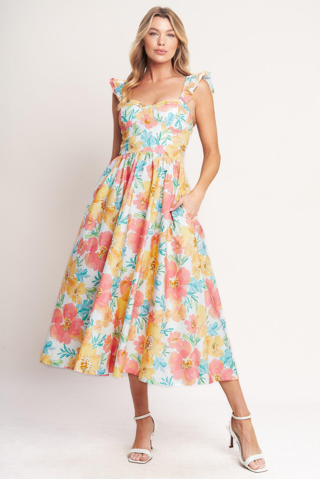 SOFT SUNSHINE WOVEN MIDI DRESS Flying Tomato