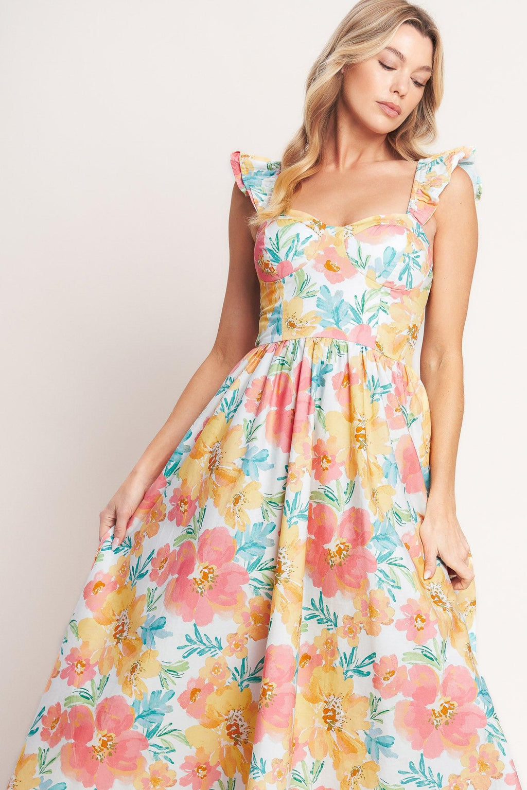 SOFT SUNSHINE WOVEN MIDI DRESS Flying Tomato