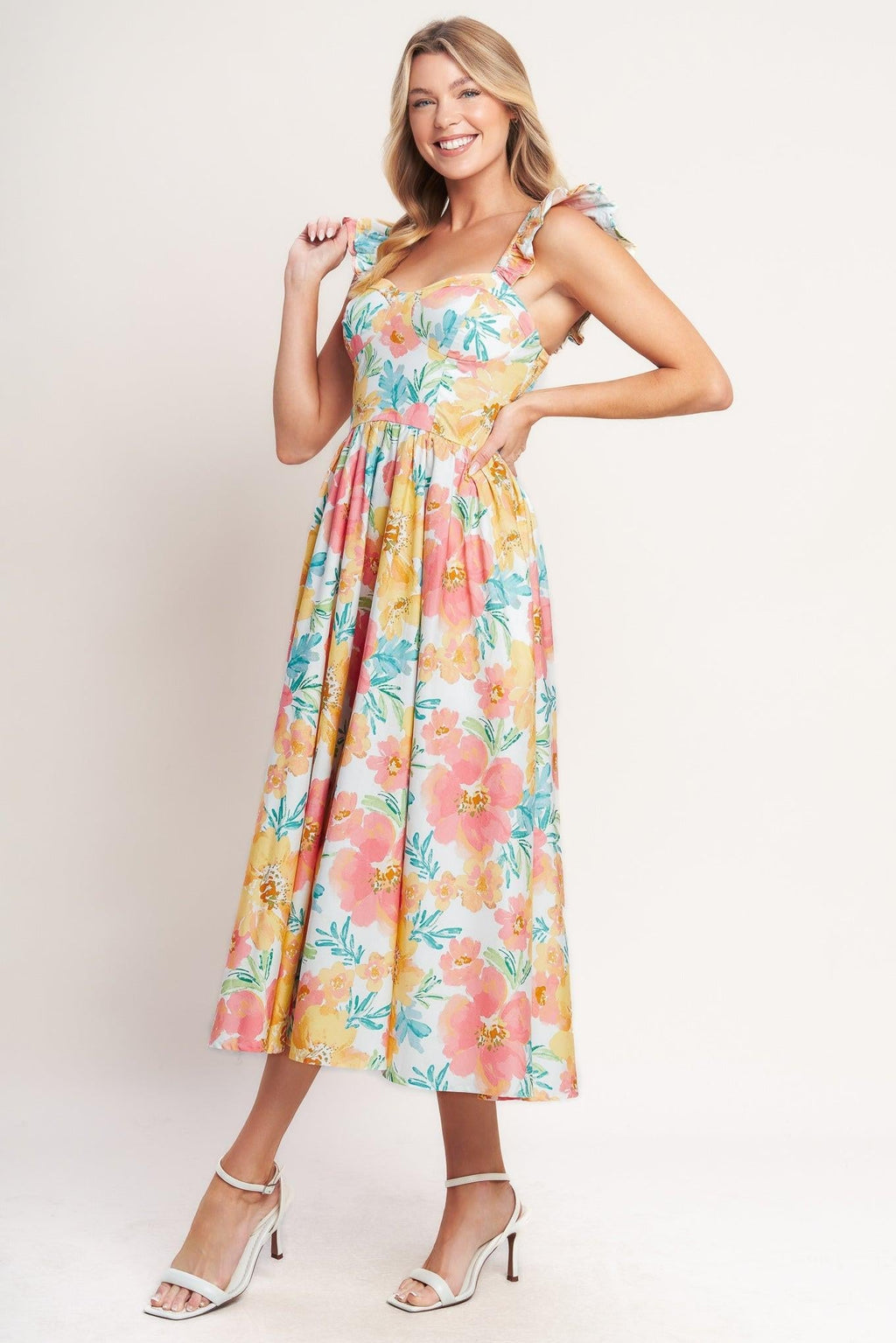 SOFT SUNSHINE WOVEN MIDI DRESS Flying Tomato