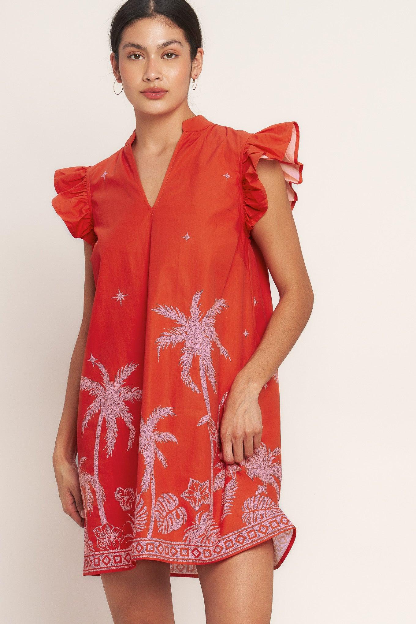 ISLAND STATE OF MIND WOVEN MINI DRESS Flying Tomato