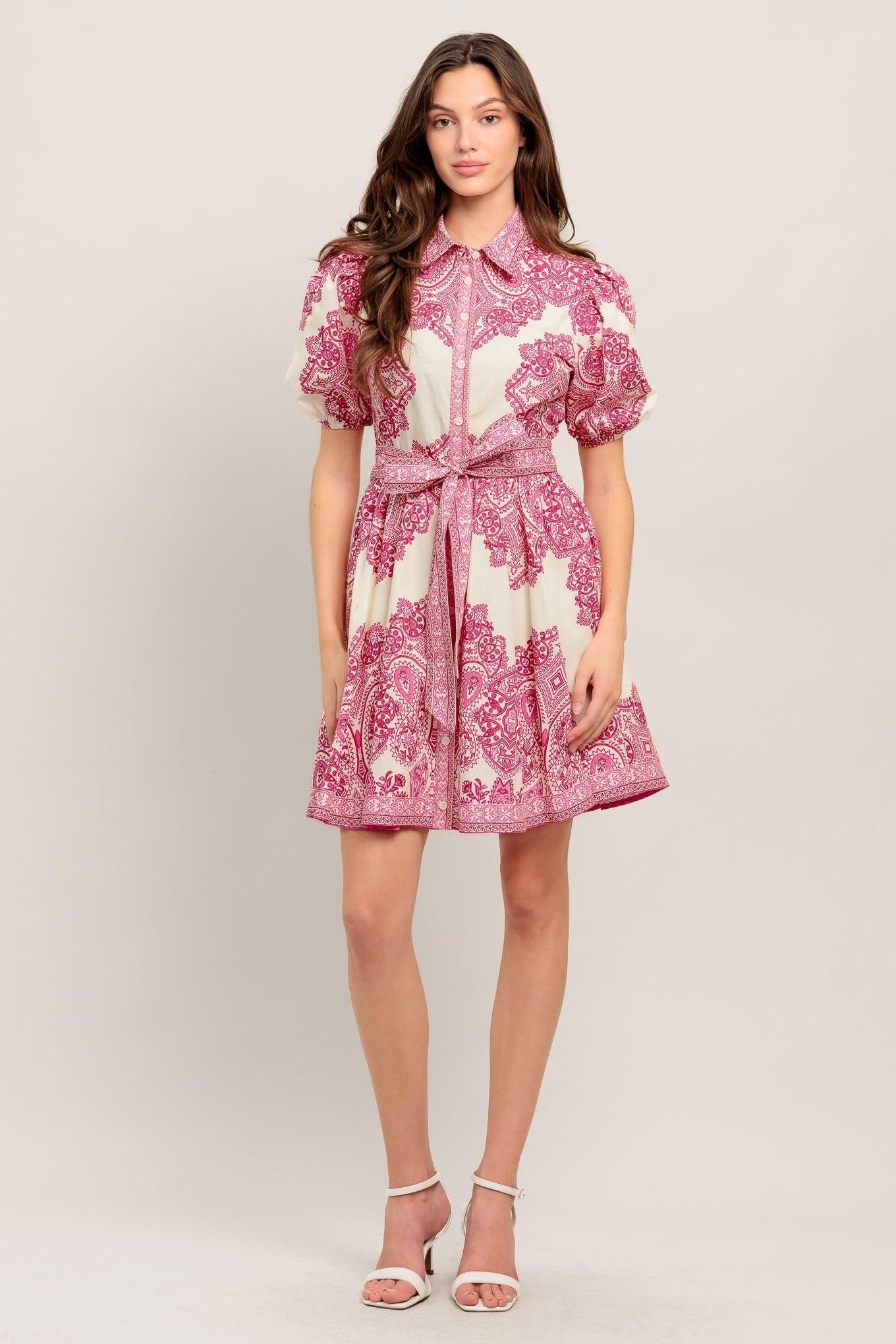 TEA AT NOON PAISLEY WOVEN MINI DRESS Flying Tomato