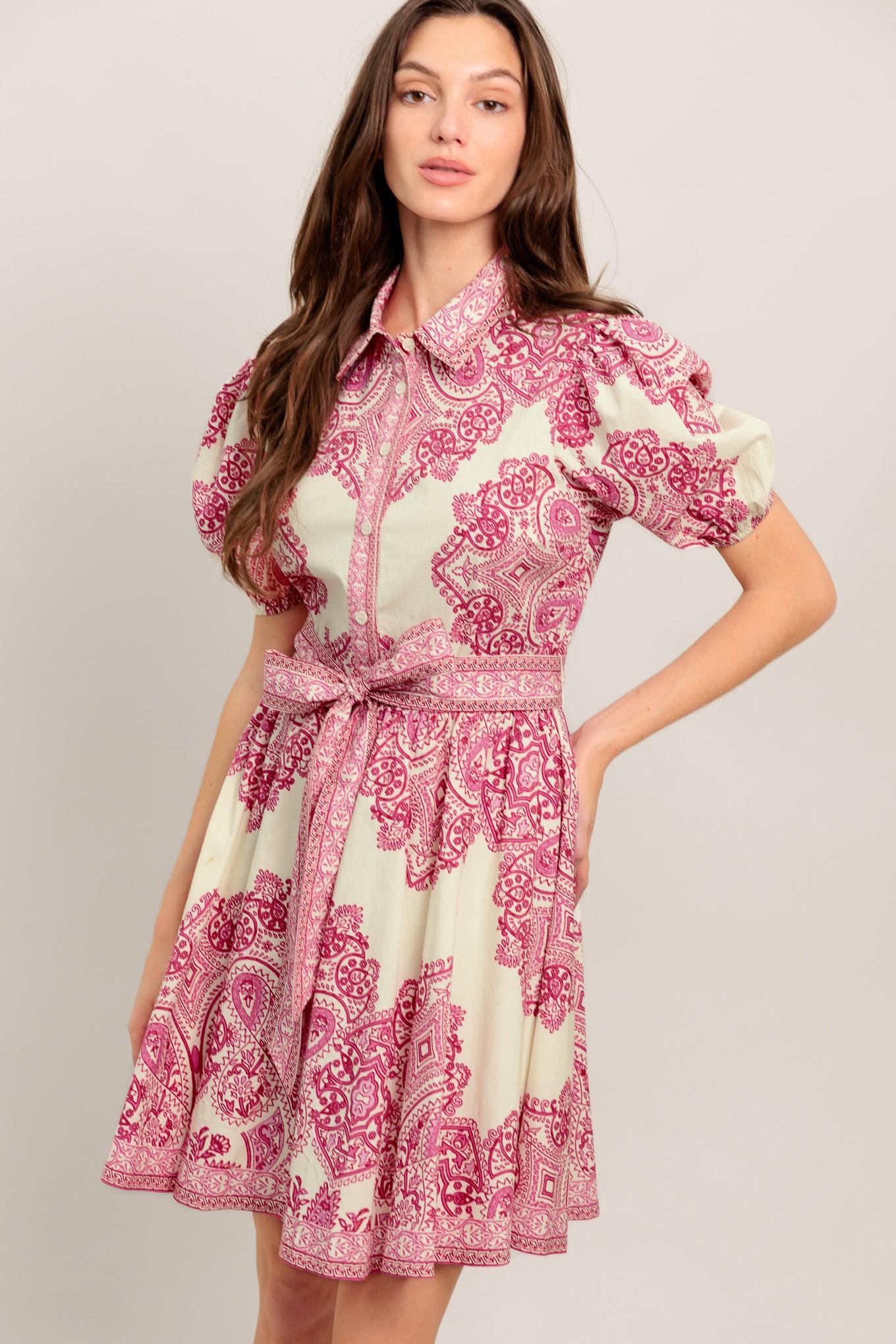 TEA AT NOON PAISLEY WOVEN MINI DRESS Flying Tomato