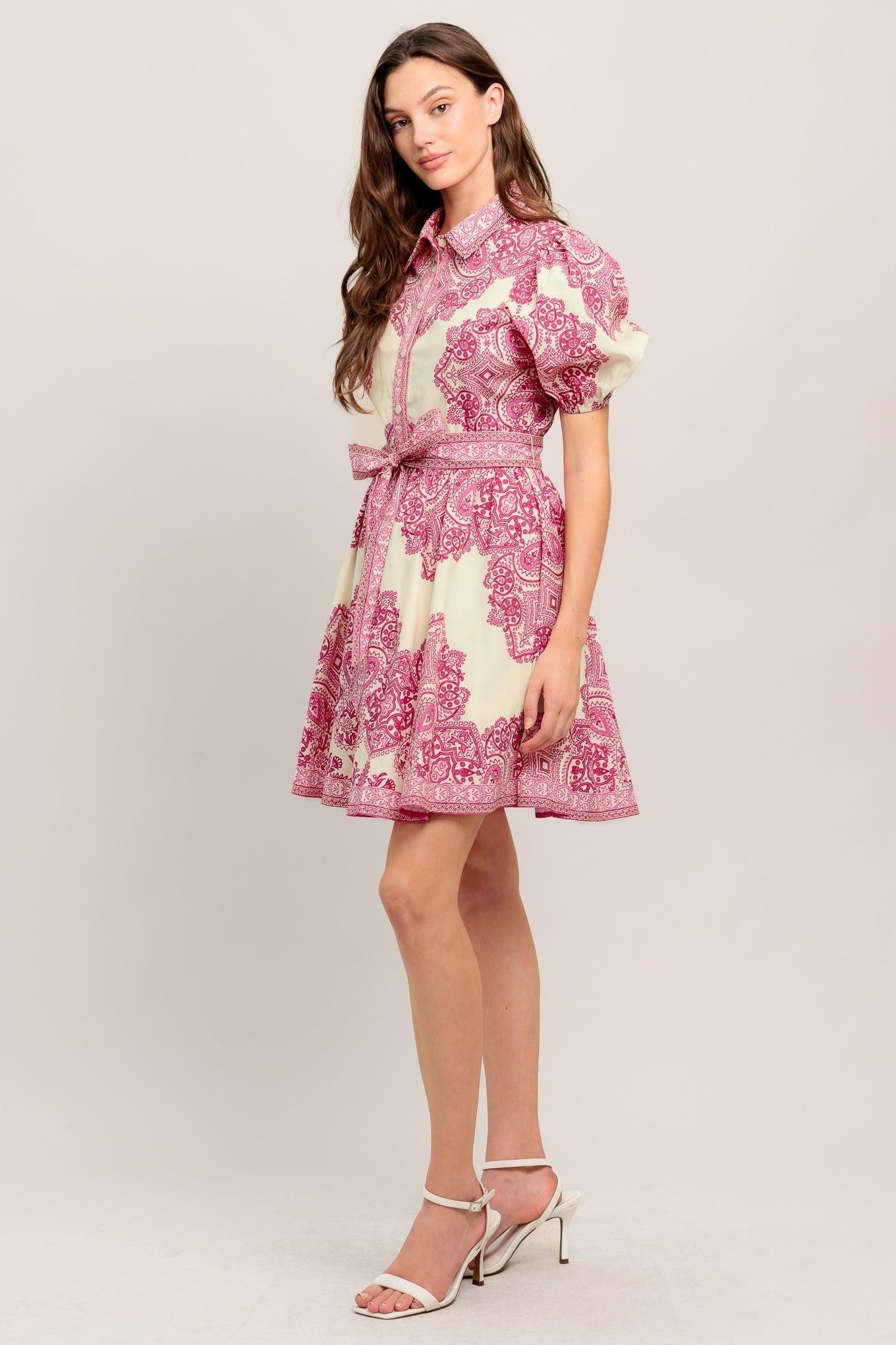 TEA AT NOON PAISLEY WOVEN MINI DRESS Flying Tomato