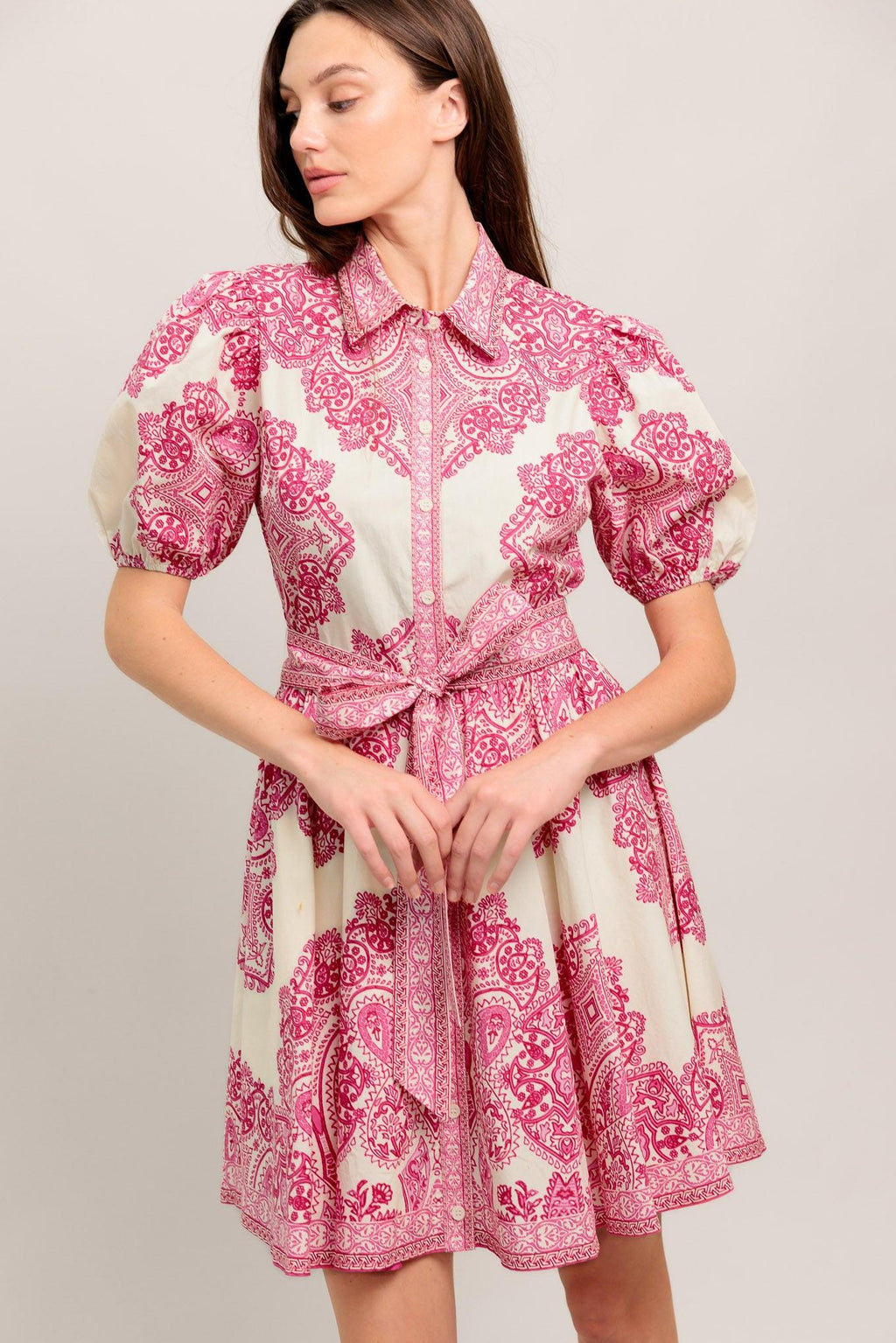 TEA AT NOON PAISLEY WOVEN MINI DRESS Flying Tomato