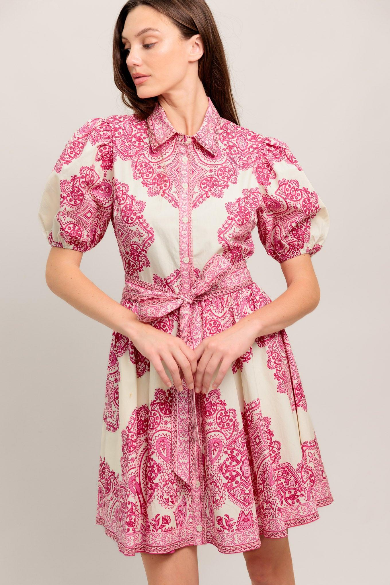 TEA AT NOON PAISLEY WOVEN MINI DRESS Flying Tomato