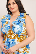 BAROQUE BLOOM WOVEN MIDI DRESS Flying Tomato