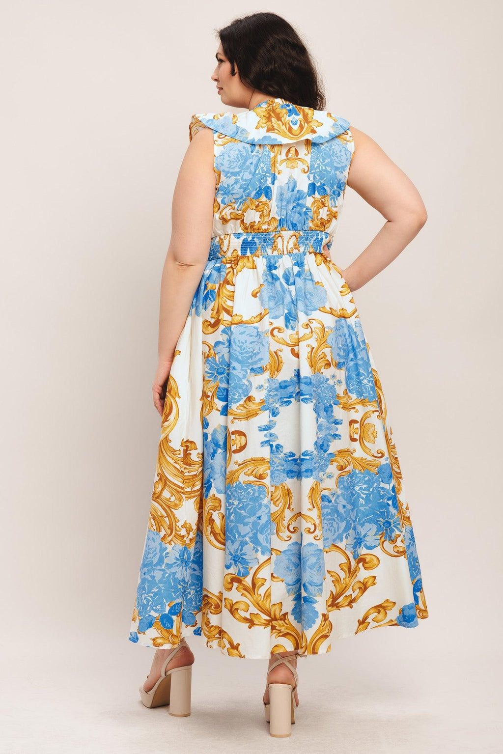 BAROQUE BLOOM WOVEN MIDI DRESS Flying Tomato