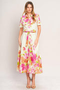 PEONY BLOOM WOVEN MIDI DRESS Flying Tomato