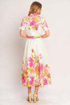PEONY BLOOM WOVEN MIDI DRESS Flying Tomato