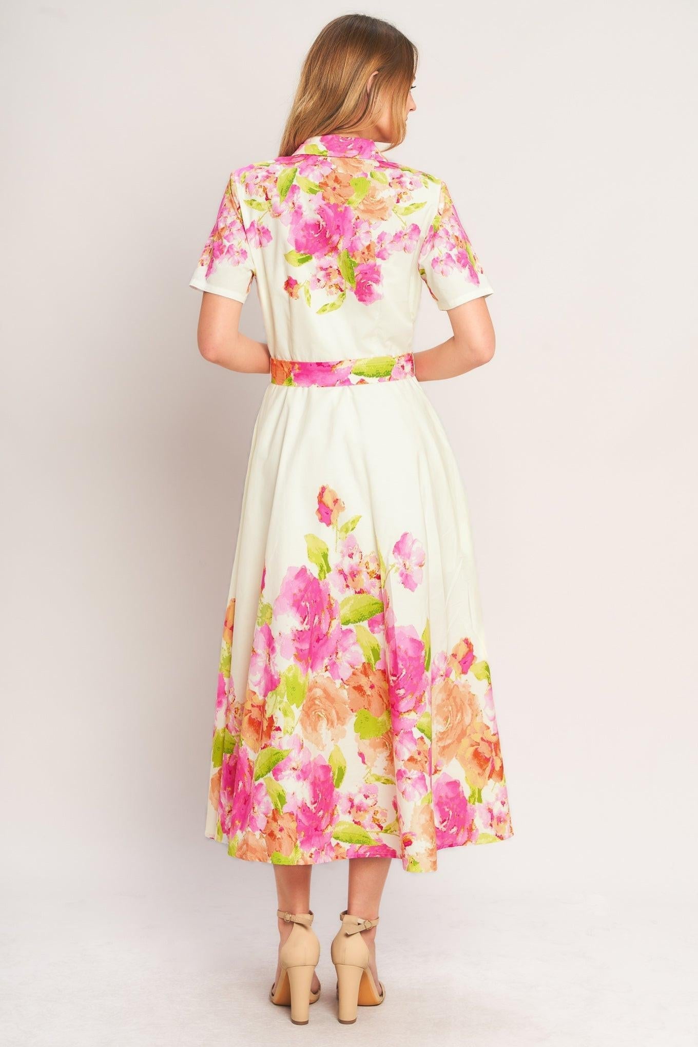 PEONY BLOOM WOVEN MIDI DRESS Flying Tomato