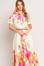 PEONY BLOOM WOVEN MIDI DRESS Flying Tomato