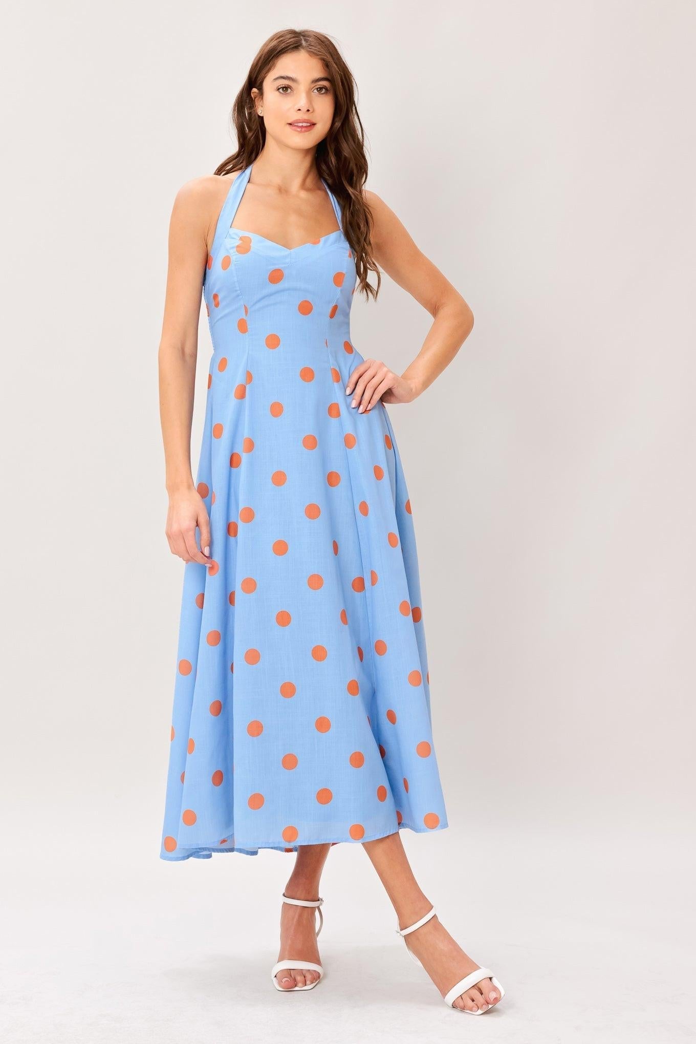 COTTON CANDY SKY DOT WOVEN MIDI DRESS Flying Tomato