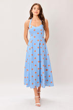 COTTON CANDY SKY DOT WOVEN MIDI DRESS Flying Tomato