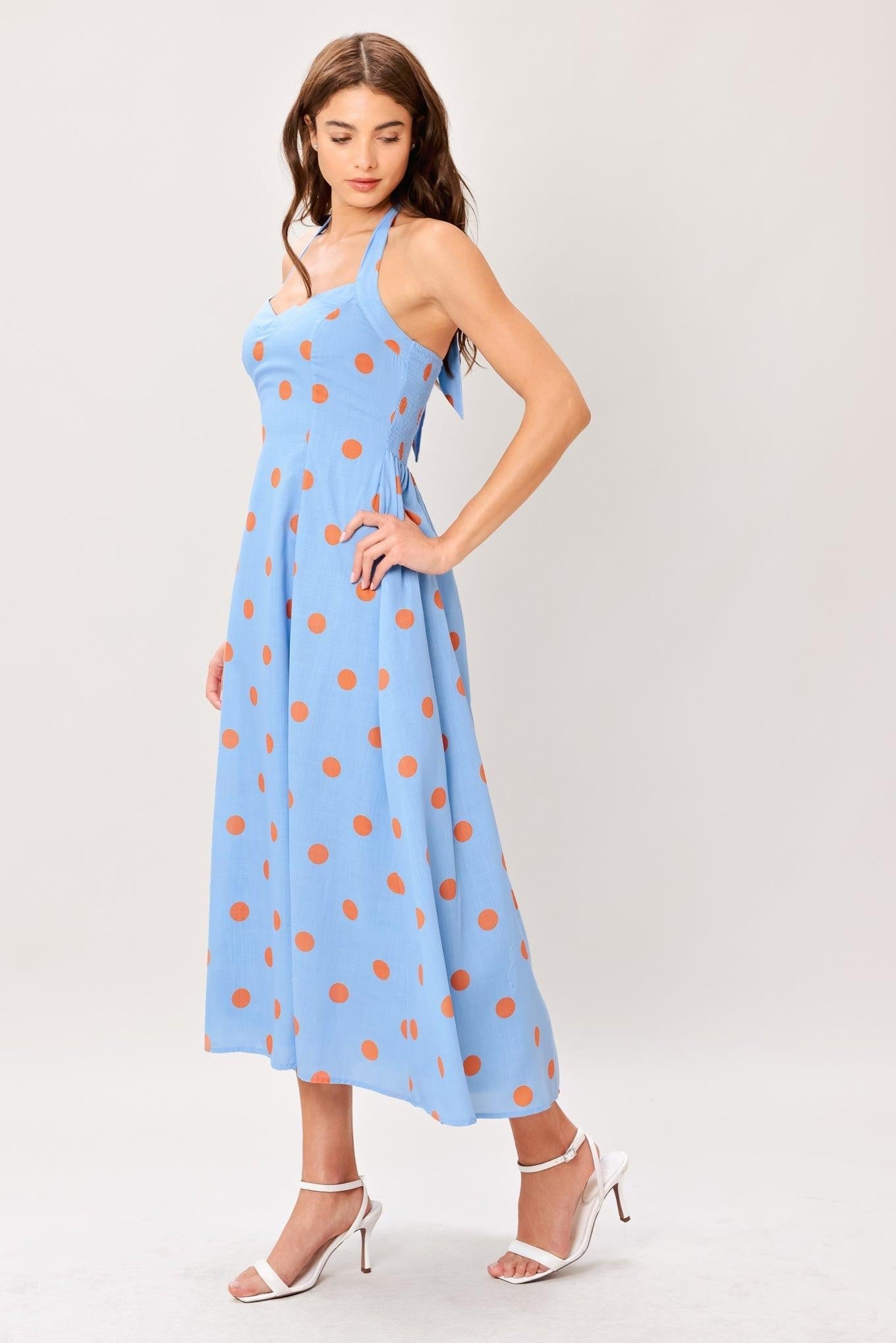 COTTON CANDY SKY DOT WOVEN MIDI DRESS Flying Tomato